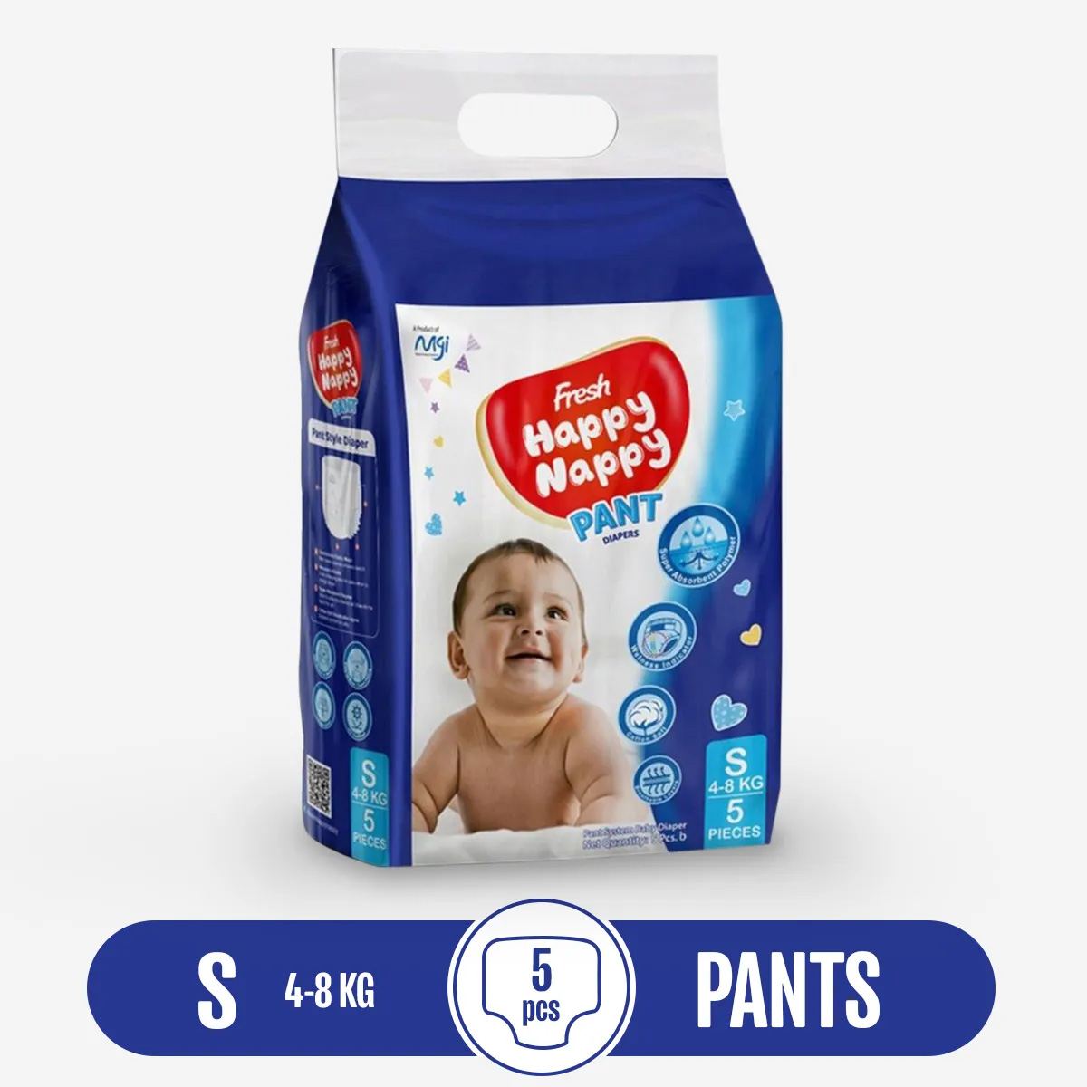 Happy Nappy Pants Diaper 5pcs S