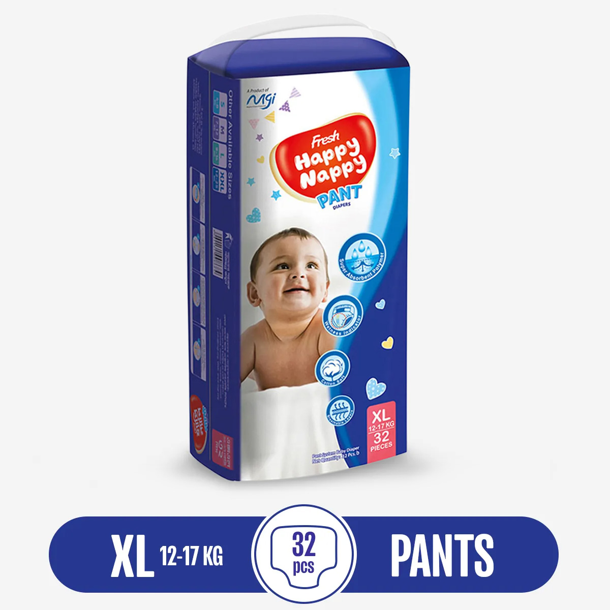 Happy Nappy Pants Diaper 32pcs XL